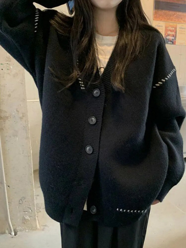 Džemper Kardigan Ženski preveliki široki kaputi Jesen Zima Slatka jakna Korejski modni kardigani u fakultetskom stilu Ženski suéteres