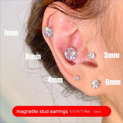 Modne, elegantne kristalne magnetske kopče za uho za žene, luksuzne velike okrugle naušnice s ljubavnim srcem od cirkona bez piercinga