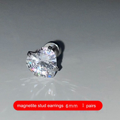 Modne, elegantne kristalne magnetske kopče za uho za žene, luksuzne velike okrugle naušnice s ljubavnim srcem od cirkona bez piercinga