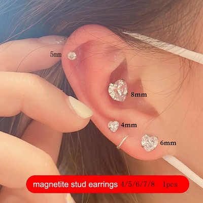 Modne, elegantne kristalne magnetske kopče za uho za žene, luksuzne velike okrugle naušnice s ljubavnim srcem od cirkona bez piercinga