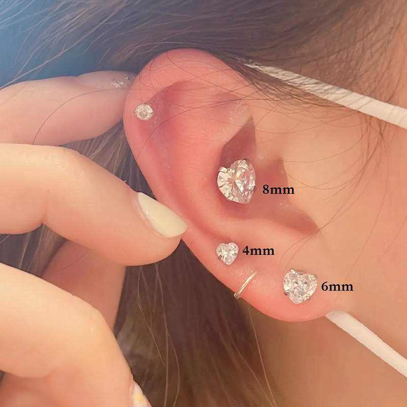 Modne, elegantne kristalne magnetske kopče za uho za žene, luksuzne velike okrugle naušnice s ljubavnim srcem od cirkona bez piercinga