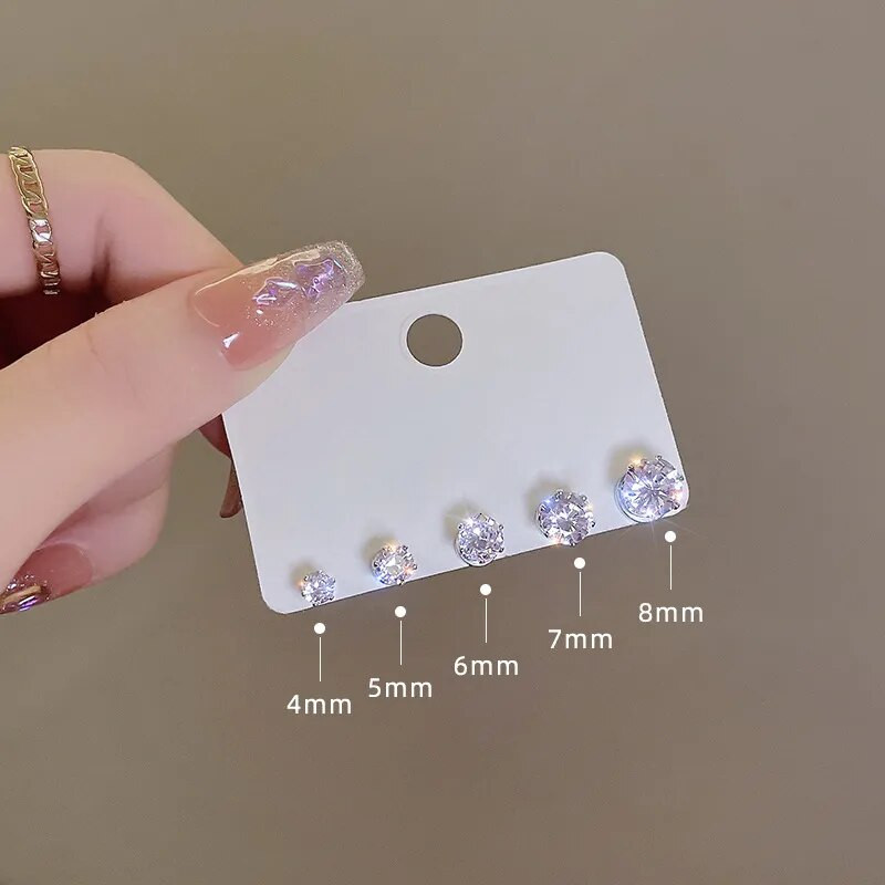 Modne, elegantne kristalne magnetske kopče za uho za žene, luksuzne velike okrugle naušnice s ljubavnim srcem od cirkona bez piercinga