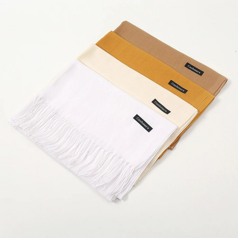 Μασίφ κασμίρ Πασμίνα Λεπτό χειμωνιάτικο ζεστό κασκόλ Γυναικείο σάλι μακριά φούντα με απαλή αίσθηση Χειμερινά γυναικεία κασκόλ για γυναίκες