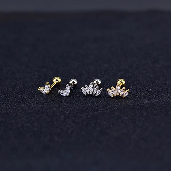 Small Earrings Korea Helix Piercing Stud Σκουλαρίκια Στρας Χάλκινα Σκουλαρίκια τριφύλλι Σετ Γυναικεία Κοσμήματα-αξεσουάρ για κορίτσια