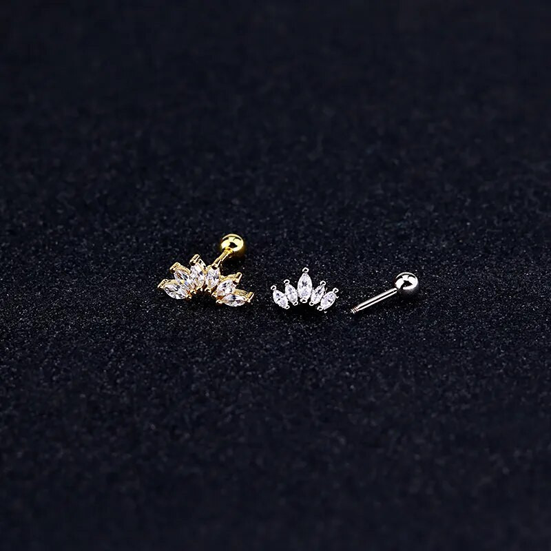 Male naušnice Korea Helix Piercing Stud naušnice sa kamenčićima Bakrena djetelina Set naušnica za žene Nakit-dodaci za djevojčice