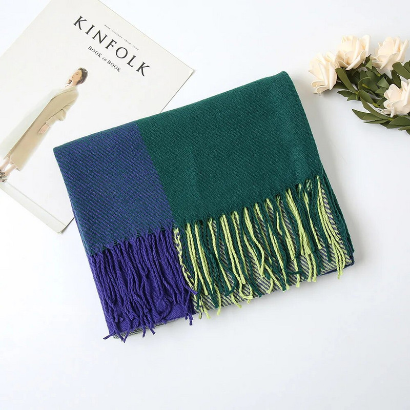 Unisex pleds kašmira šalles ziemas biezas siltas pašmīnas šalles garas pušķu aptinumi režģis kāpšana ziema sieviete bandana vīrietis