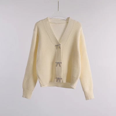 Modni kardigan sviter ženski retro džemperi Minimalistički Harajuku studentski osnovni džemper s V-izrezom Pleteni preveliki džemper