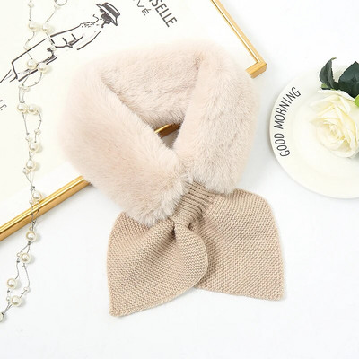 Koreai őszi tél női sál új lányoknak baba aranyos hidegálló gallér plüss meleg kendő aranyos tömör kötött előke karácsonyi ajándék