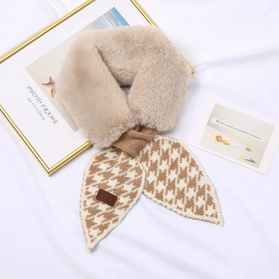 Koreai őszi tél női sál új lányoknak baba aranyos hidegálló gallér plüss meleg kendő aranyos tömör kötött előke karácsonyi ajándék