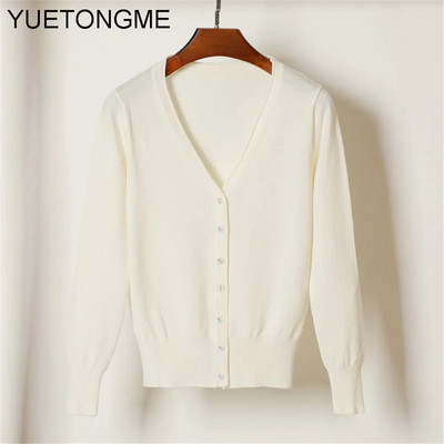 Ženski džemper s kardiganom Ženski crno-bijeli džemper s V izrezom s jednim kopčanjem Ženski pleteni džemper SW070