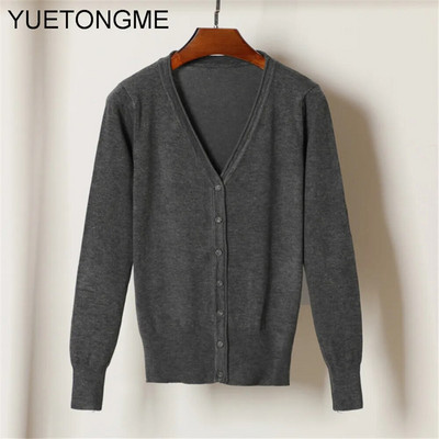 Ženski džemper s kardiganom Ženski crno-bijeli džemper s V izrezom s jednim kopčanjem Ženski pleteni džemper SW070