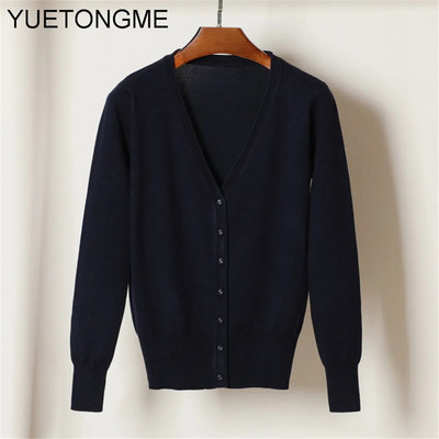 Ženski džemper s kardiganom Ženski crno-bijeli džemper s V izrezom s jednim kopčanjem Ženski pleteni džemper SW070