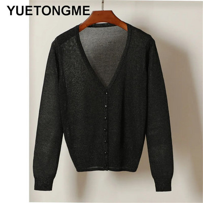 Ženski džemper s kardiganom Ženski crno-bijeli džemper s V izrezom s jednim kopčanjem Ženski pleteni džemper SW070