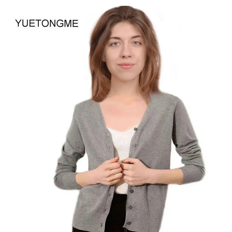 Ženski džemper s kardiganom Ženski crno-bijeli džemper s V izrezom s jednim kopčanjem Ženski pleteni džemper SW070