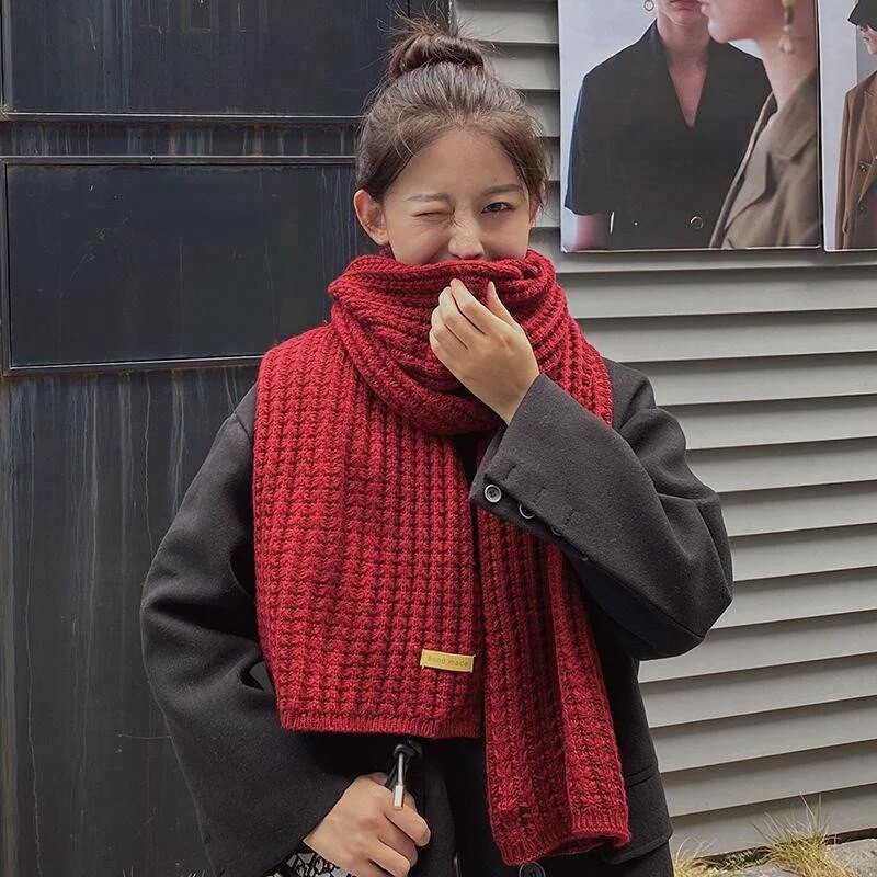 Pleteni šal od grube vune Ženska zimska Svestrana djevojka Studentica Jednobojna biber Trend muška topla nova odjeća od kašmira Šal