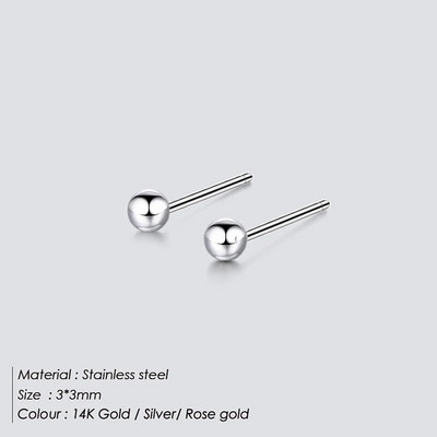 e-Manco promjer 3 mm kuglaste male naušnice s nitom za žene jednostavni set naušnica od nehrđajućeg čelika modni nakit