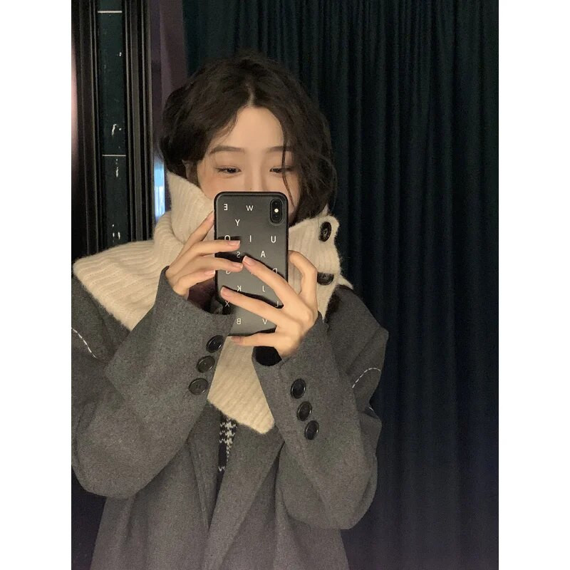 Prieskonių dangtelis grynos spalvos šiltai išlaiko kaklą su gobtuvu, megztiniu, užsegamu megztu vilnos dangteliu, kaklo šildytuvu