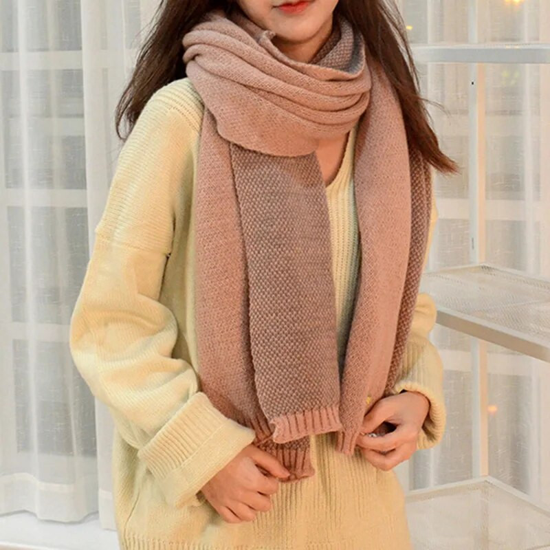 Sieviešu ziemas silts vilnas šalles dizains svītrains elastīgs trikotāžas šalles Sieviešu bandāna bieza mīksta cieta kakla lakats 2023