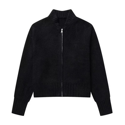 Sivi ženski pulover s dugim rukavima Kint s O-izrezom i patentnim zatvaračima Elegantni ženski džemperi 2023. Jesen Zima High Street uska ženska gornja odjeća