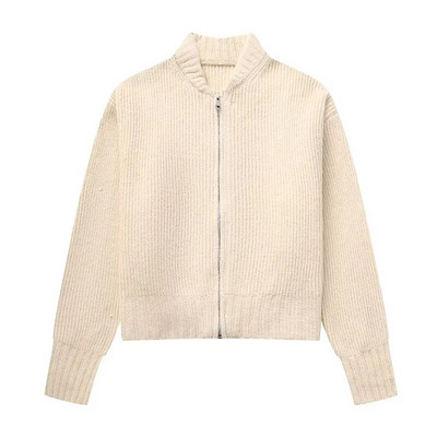 Sivi ženski pulover s dugim rukavima Kint s O-izrezom i patentnim zatvaračima Elegantni ženski džemperi 2023. Jesen Zima High Street uska ženska gornja odjeća