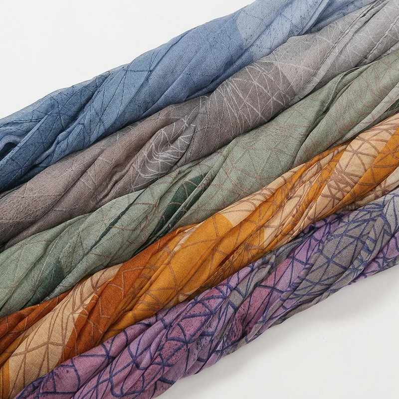 Új Retro Fashion All-match Bali Fonal Print Turbán Puha Meleg Viszkóz Pamut Sál Kendő Muszlim női Hidzsáb fejkendő 180X90CM