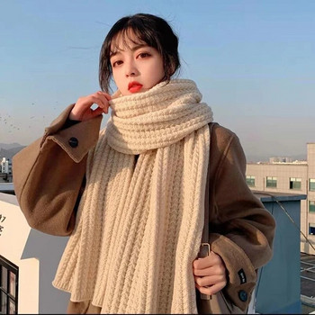 Зимни топли плетени шалове с дълъг размер удебелен дамски шал корейски ежедневен на открито топлинен мъжки черен шал коледни подаръци