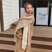 Topi Silts vēja necaurlaidīgs rūtains raksts Pušķis korejiešu stila šalle Sieviešu šalle Apģērbs Aksesuāri Rudens Ziemas Šalle Šalle