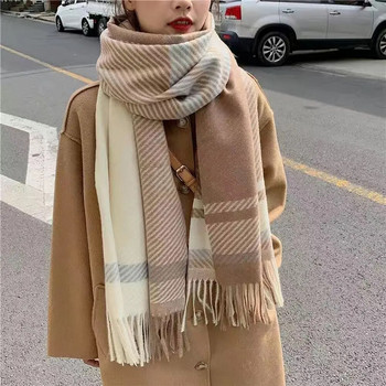 Μπλούζες Ζεστά αντιανεμικά καρό μοτίβο φούντα Κορεατικού στυλ Φουλάρι Γυναικείο κασκόλ Αξεσουάρ ένδυσης Φθινοπωρινό χειμωνιάτικο εσάρπα