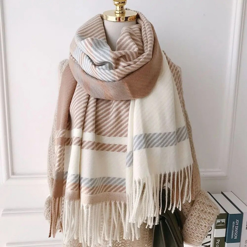 Topi Silts vēja necaurlaidīgs rūtains raksts Pušķis korejiešu stila šalle Sieviešu šalle Apģērbs Aksesuāri Rudens Ziemas Šalle Šalle