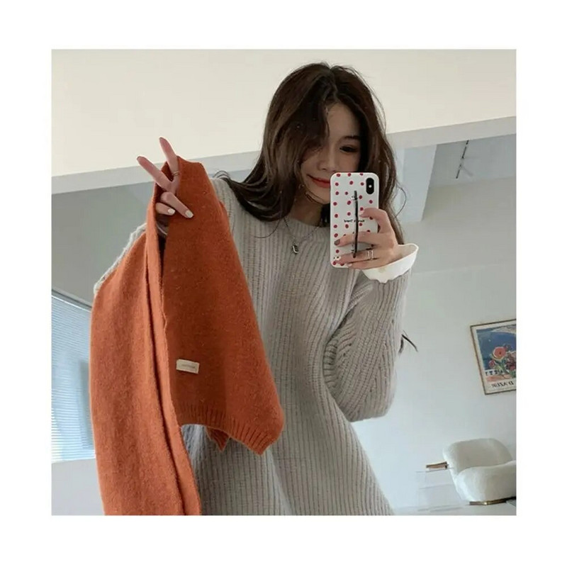 Korejski ženski zimski jednobojni pleteni vuneni podebljani šal s kopčom Termalni grijač oko vrata Muški flis skijaški motociklistički šal