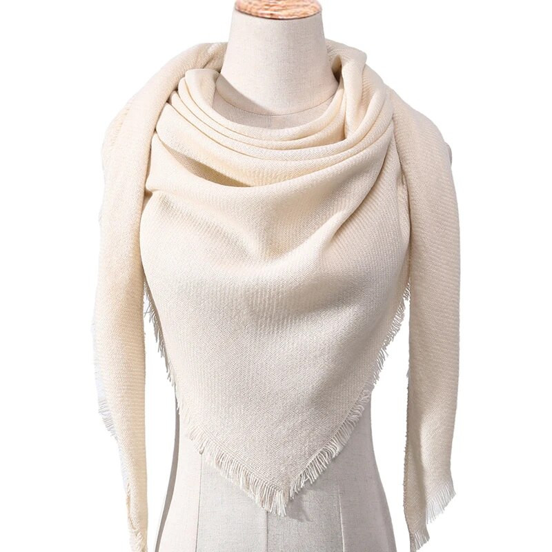 Luksuzni topli šal od pašmine od kašmira za žene Jednobojni obični trokutasti šalovi Omotači za šal Ženski rubac Bufandan Echarpe 2022.