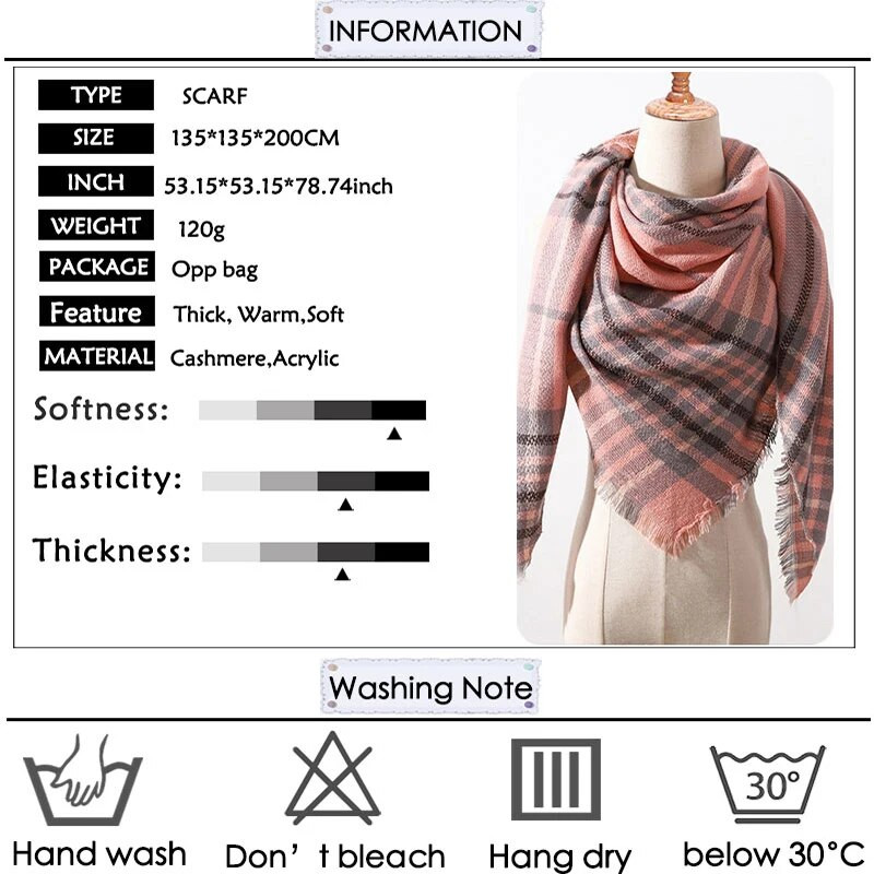 Luksuzni topli šal od pašmine od kašmira za žene Jednobojni obični trokutasti šalovi Omotači za šal Ženski rubac Bufandan Echarpe 2022.