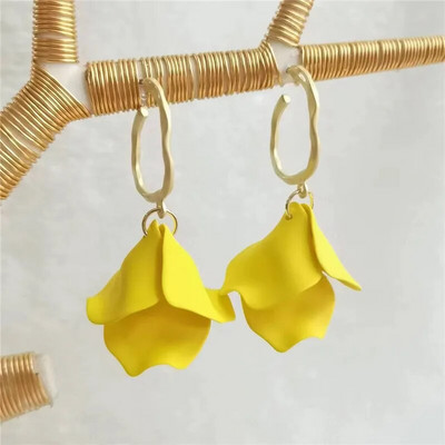 18 krāsu modes akrila ziedlapiņas ziedu roze, sarkani, iekarināmi auskari sievietēm, 2023. gada tendence kāzu ballītei Brincos juvelierizstrādājumu aksesuāri