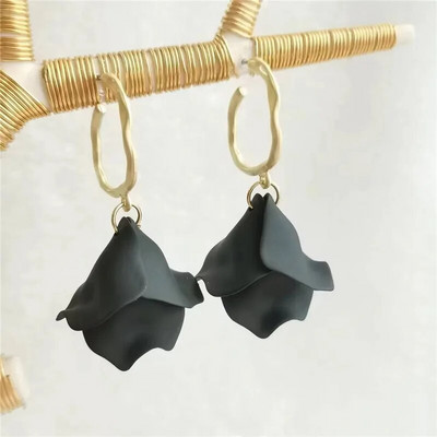 18 krāsu modes akrila ziedlapiņas ziedu roze, sarkani, iekarināmi auskari sievietēm, 2023. gada tendence kāzu ballītei Brincos juvelierizstrādājumu aksesuāri