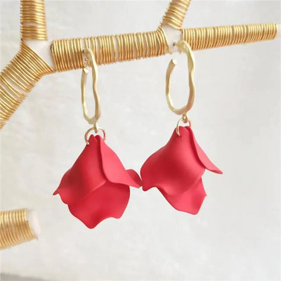 18 krāsu modes akrila ziedlapiņas ziedu roze, sarkani, iekarināmi auskari sievietēm, 2023. gada tendence kāzu ballītei Brincos juvelierizstrādājumu aksesuāri