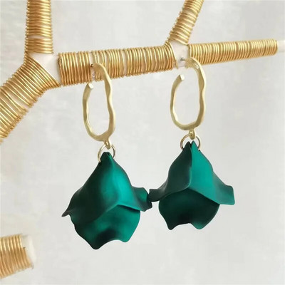 18 krāsu modes akrila ziedlapiņas ziedu roze, sarkani, iekarināmi auskari sievietēm, 2023. gada tendence kāzu ballītei Brincos juvelierizstrādājumu aksesuāri