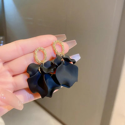 18 krāsu modes akrila ziedlapiņas ziedu roze, sarkani, iekarināmi auskari sievietēm, 2023. gada tendence kāzu ballītei Brincos juvelierizstrādājumu aksesuāri