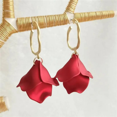 18 krāsu modes akrila ziedlapiņas ziedu roze, sarkani, iekarināmi auskari sievietēm, 2023. gada tendence kāzu ballītei Brincos juvelierizstrādājumu aksesuāri