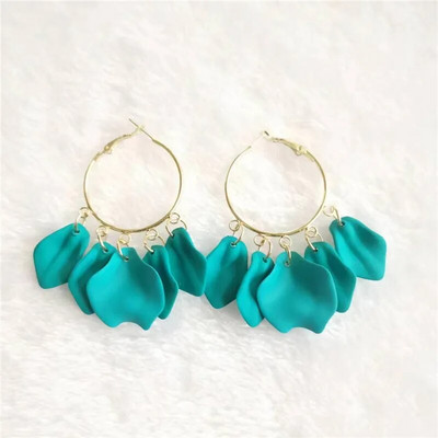 18 krāsu modes akrila ziedlapiņas ziedu roze, sarkani, iekarināmi auskari sievietēm, 2023. gada tendence kāzu ballītei Brincos juvelierizstrādājumu aksesuāri