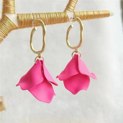 18 krāsu modes akrila ziedlapiņas ziedu roze, sarkani, iekarināmi auskari sievietēm, 2023. gada tendence kāzu ballītei Brincos juvelierizstrādājumu aksesuāri