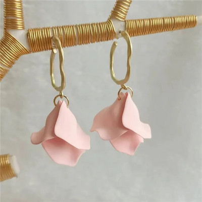 18 krāsu modes akrila ziedlapiņas ziedu roze, sarkani, iekarināmi auskari sievietēm, 2023. gada tendence kāzu ballītei Brincos juvelierizstrādājumu aksesuāri