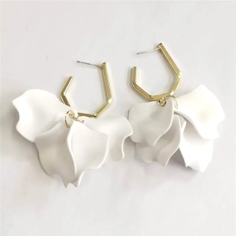 18 krāsu modes akrila ziedlapiņas ziedu roze, sarkani, iekarināmi auskari sievietēm, 2023. gada tendence kāzu ballītei Brincos juvelierizstrādājumu aksesuāri