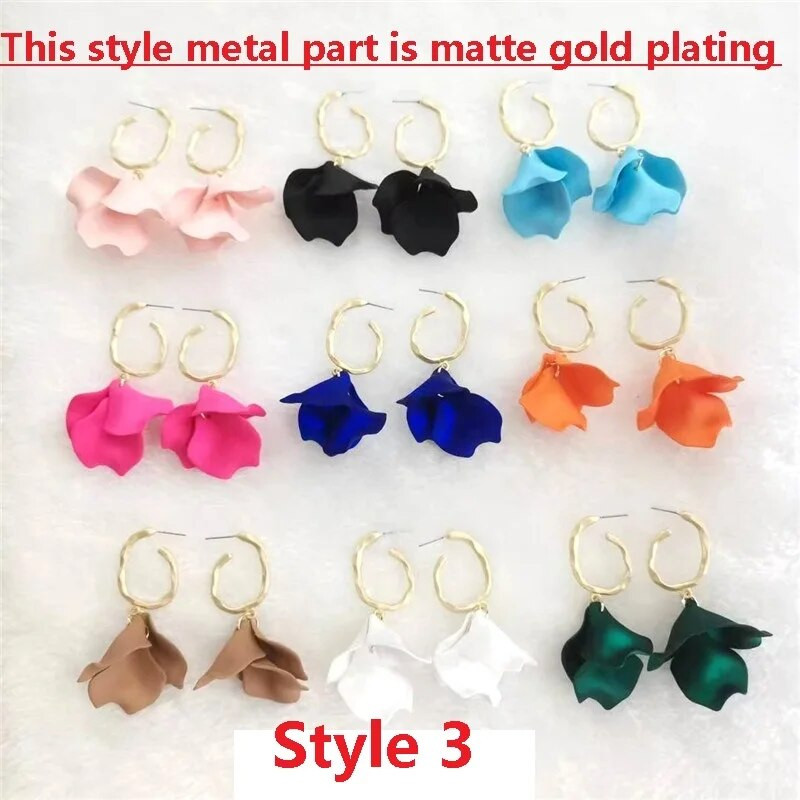 18 krāsu modes akrila ziedlapiņas ziedu roze, sarkani, iekarināmi auskari sievietēm, 2023. gada tendence kāzu ballītei Brincos juvelierizstrādājumu aksesuāri