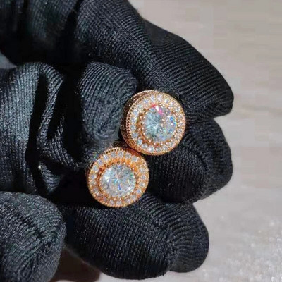 Sieviešu Austrijas kristāla apaļie auskari baltā zelta dzeltenā zelta krāsā baltā cirkona hiphopa kāzu auskari sievietēm rotaslietas