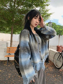 Y2K pušķu džemperis Sieviešu Harajuku Vintage Tie Dye Trikotāžas Crop jaka Rudens korejiešu vaļīgs gotikas trikotāžas augšējais mētelis 2023