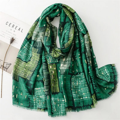 Zimski šalovi od viskoze Ženski dizajnerski zlatni svjetlucavi Ombre karirani šalovi i ogrtači Pašmina marame Bufandas Muslim Sjaal 180*90 cm