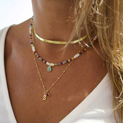 Bohemian Multilayer Handmade Mixed Chain για Γυναικεία Μόδα Κολιέ Νερο σταγόνα Κρυστάλλινο κρεμαστό κόσμημα Δώρο 2023 Νέο