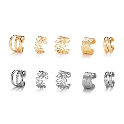 5 kom/lot Vintage zlatne boje lišća manžeta za uho bez pirsinga lažne naušnice s kopčom za hrskavicu za žene muškarce kreativni trend nakit