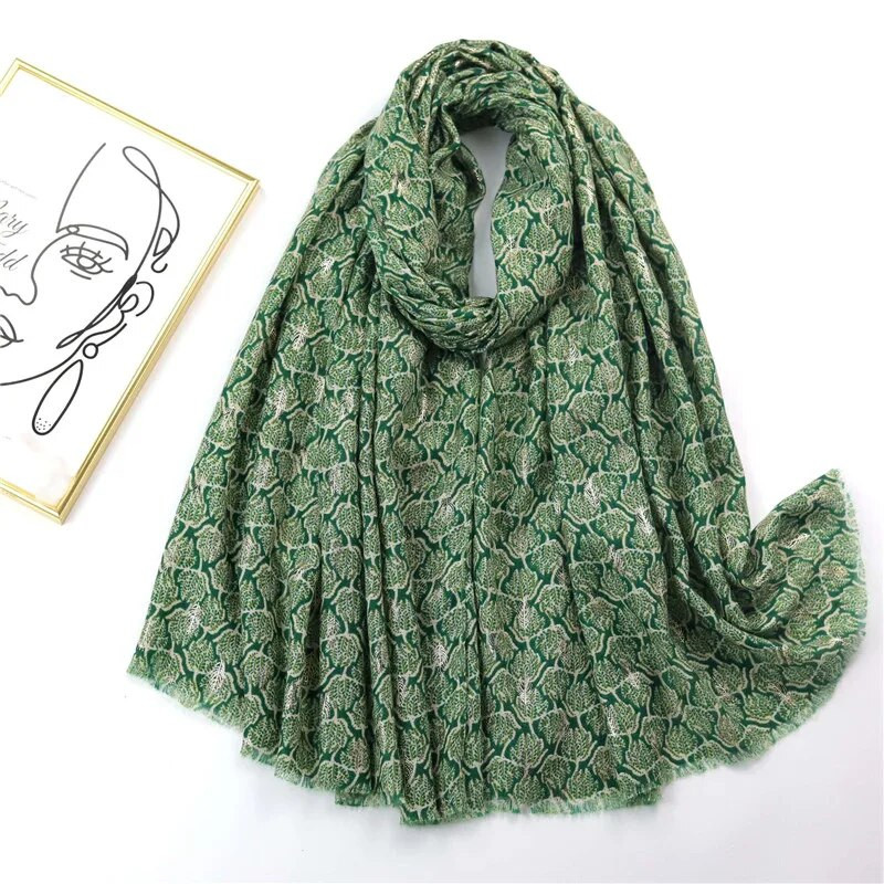 Sügis naistele Uus viskoossall Vintage Lurex Lilleline puuvillane Hijab Sallid ja mähised Foulard Echarpe Bufandas Muslim Sjaal 180*90Cm