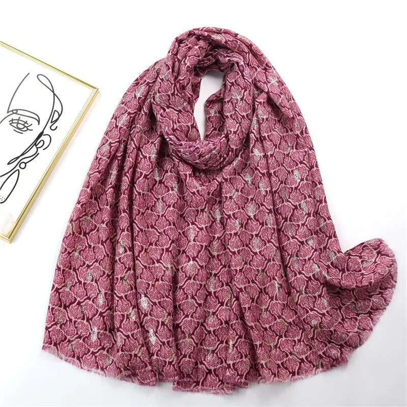 Sügis naistele Uus viskoossall Vintage Lurex Lilleline puuvillane Hijab Sallid ja mähised Foulard Echarpe Bufandas Muslim Sjaal 180*90Cm